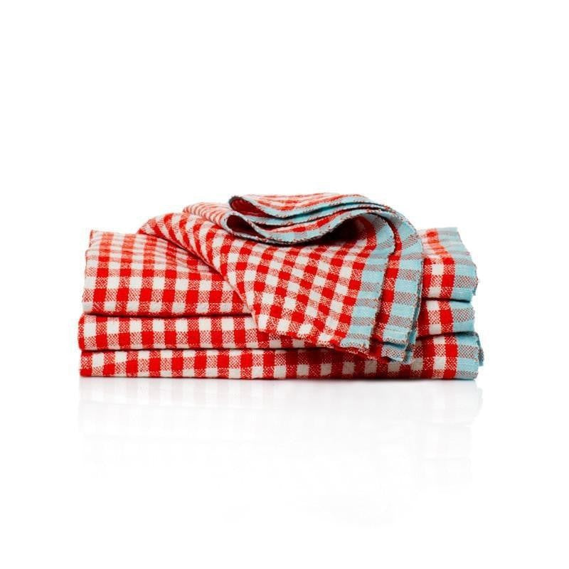 Caravan Set of 2 Chunky Linen Hand Towels in Red