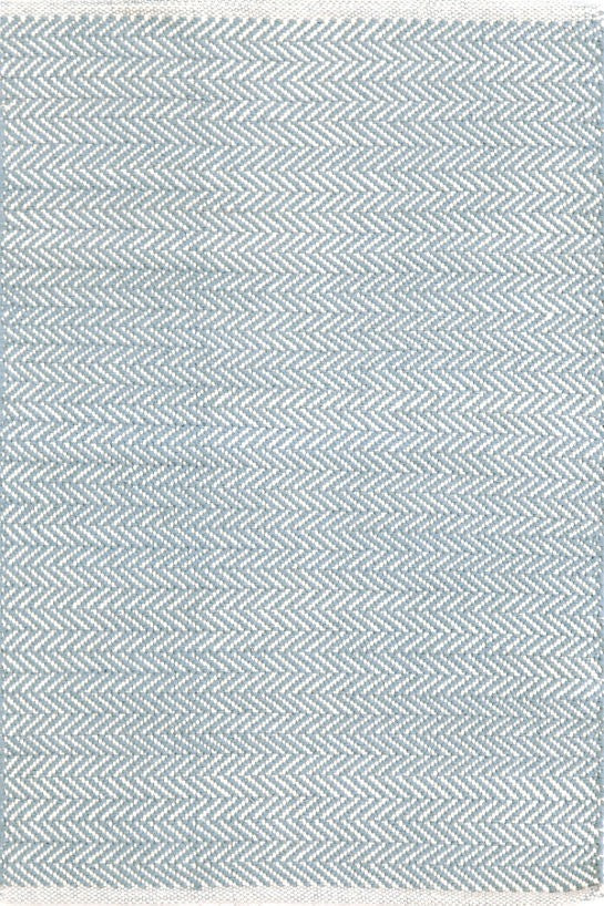 Herringbone Light Blue/Ivory Handwoven Indoor/Outdoor Rug