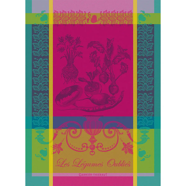 Garnier Thiebaut Legumes OUBLIES Fuchsia Kitchen Towel 22X30, 100% Cotton